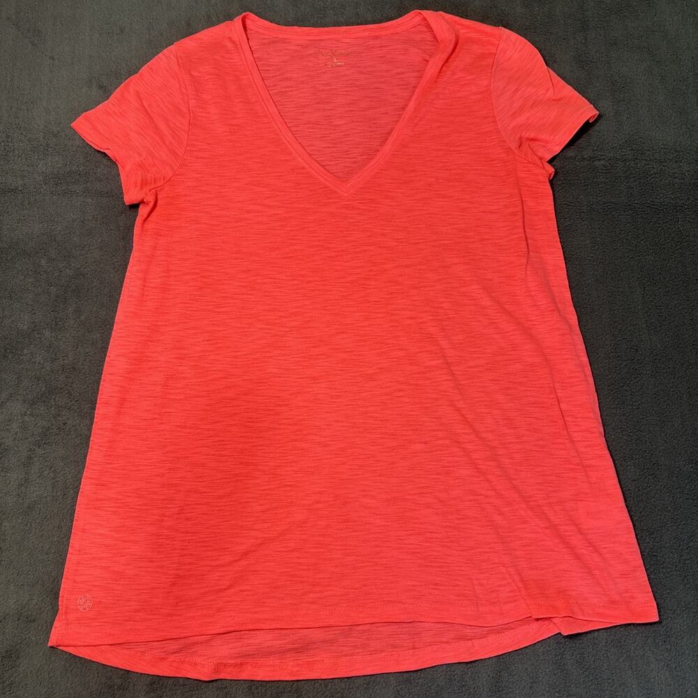 Lilly Pulitzer Women's Michelle V Neck Solid Top Tropical Pink Size Small